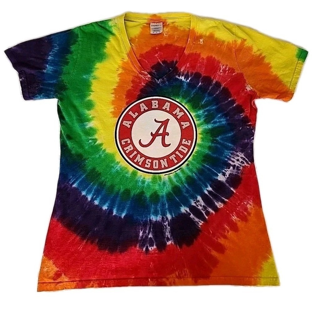 University of Alabama‎ "A"  Crimson Tide Women's Medium Football Tie-Dye T-Shirt